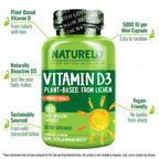 Naturelo Unflavored Vitamin D3 Capsules Bottle Bone