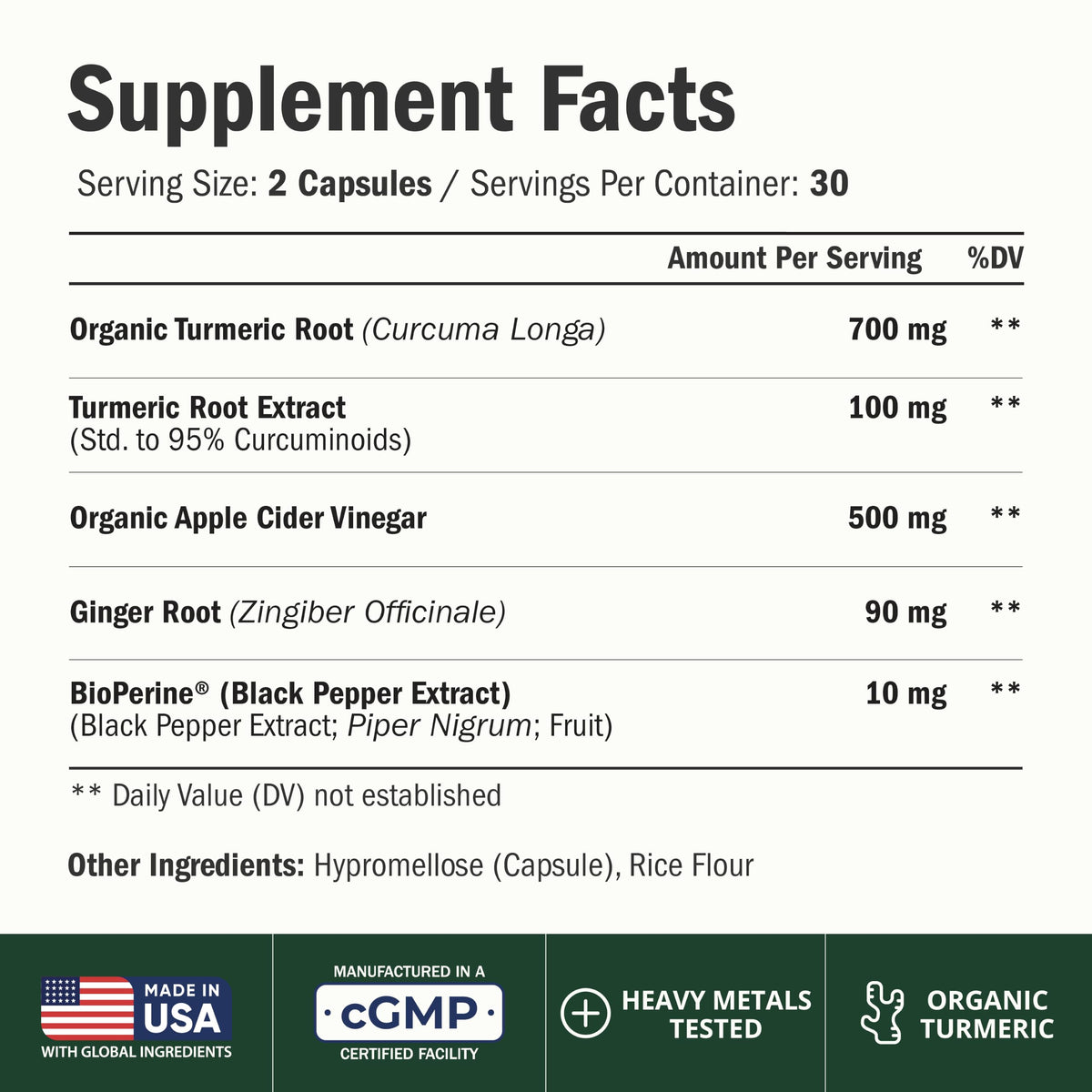 Vimerson Health Apple Cider Vinegar with Turmeric & Ginger - 60 Capsules - image 2