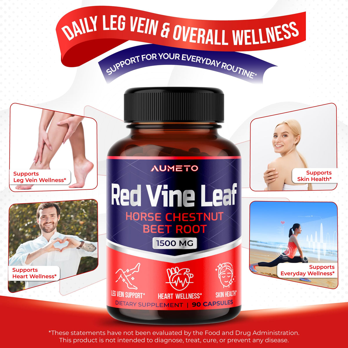 Aumeto Advanced Red Vine Leaf with Horse Chestnut - 90 Capsules - image 4