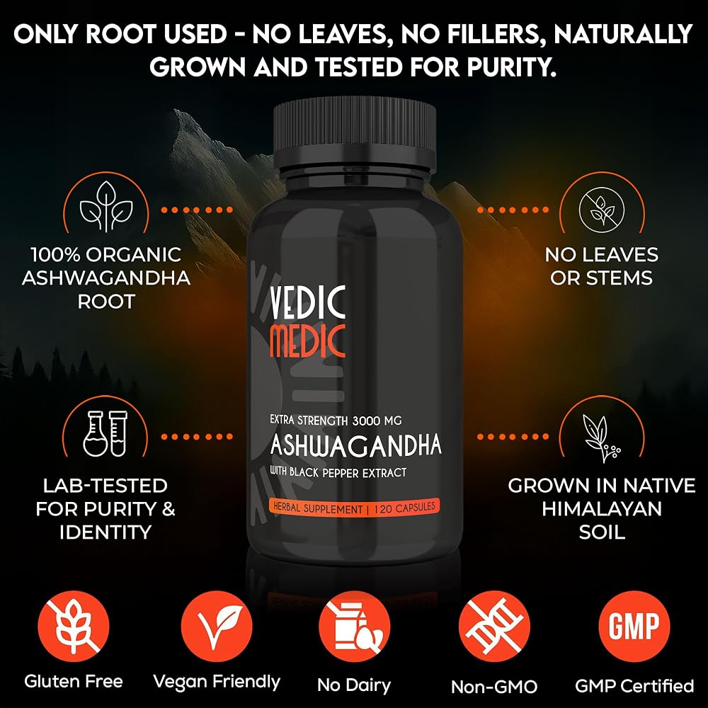 The Vedic Medic Organic Ashwagandha Capsules Extra Strength 3000mg - image 5