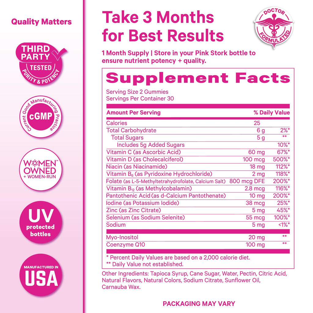 Pink Stork Fertility Gummies for Women - 60 Count - image 6