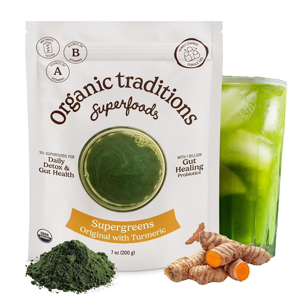 Organic Traditions Super Greens Turmeric Powder Blend - 7 oz