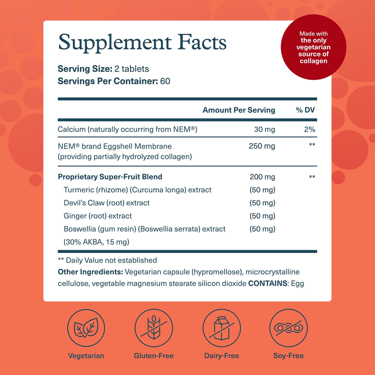 Youtheory Joint Collagen - 60 Vegetarian Capsules - image 3
