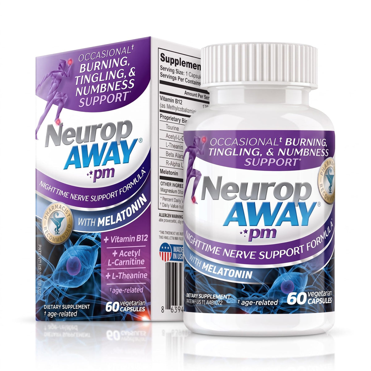 NeuropAWAY PM Nighttime Nerve Support - 90 Capsules
