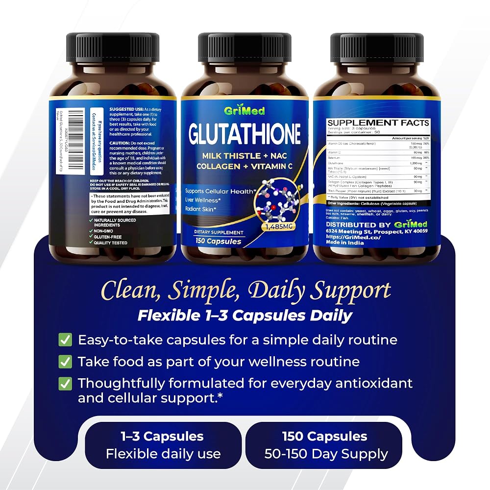 GriMed Glutathione Complex 1,485mg 8-in-1 - 150 Vegetarian Capsules - image 8