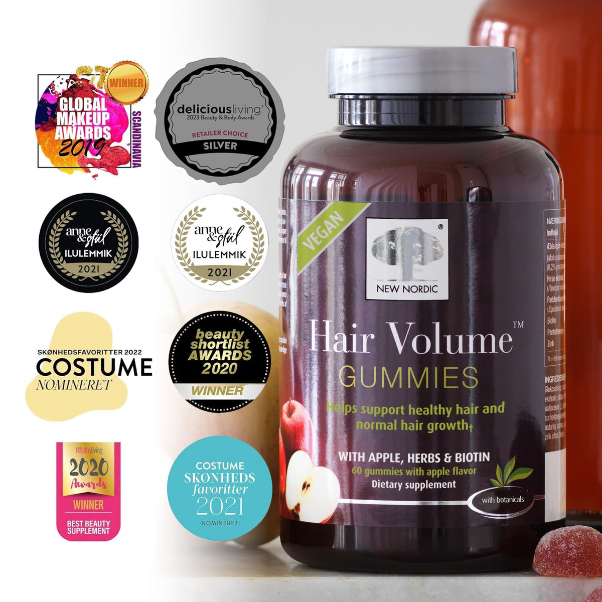 NEW NORDIC Hair Volume Daily Biotin Support Gummies - 60 Count - image 2