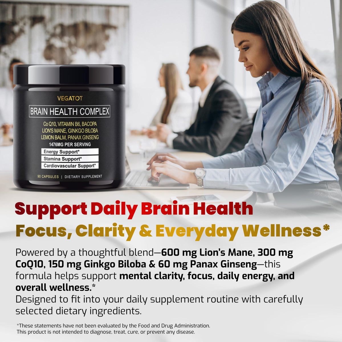 VEGATOT Brain Booster Brain Health Complex - 90 Capsules - image 2
