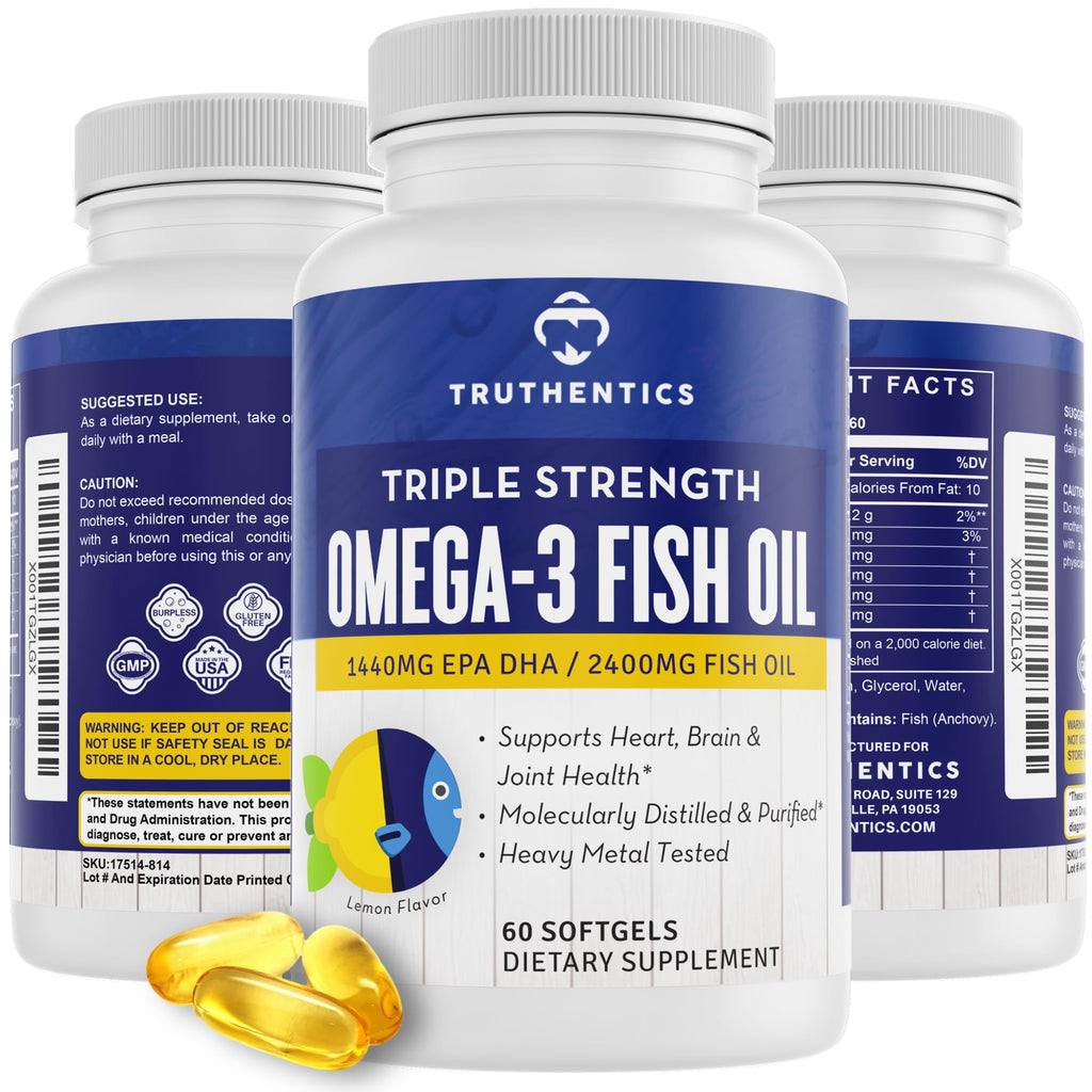 TRUTHENTICS Omega 3 Fish Oil 2400 mg - 60 Softgels