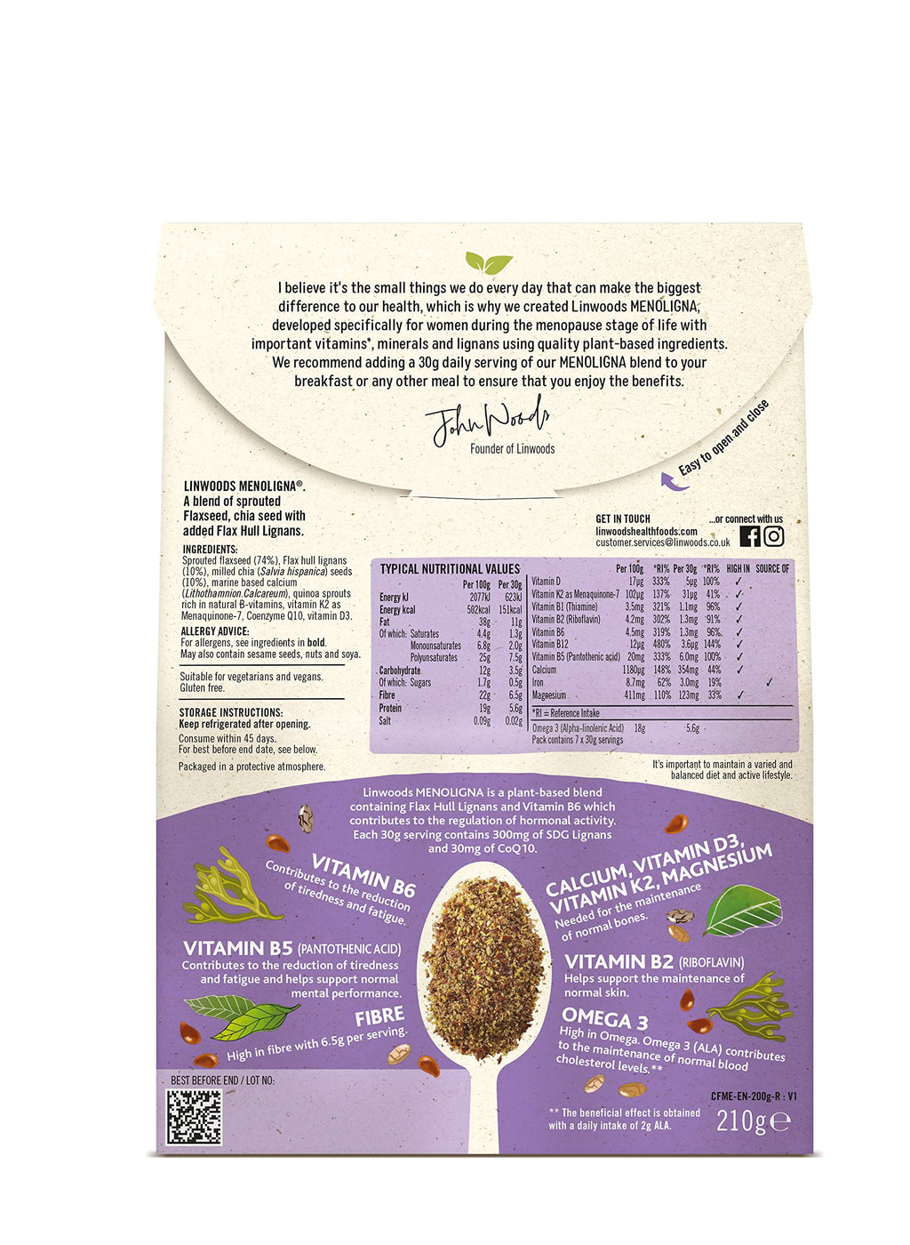 Linwoods Menoligna Seed Blend - 210g - image 2