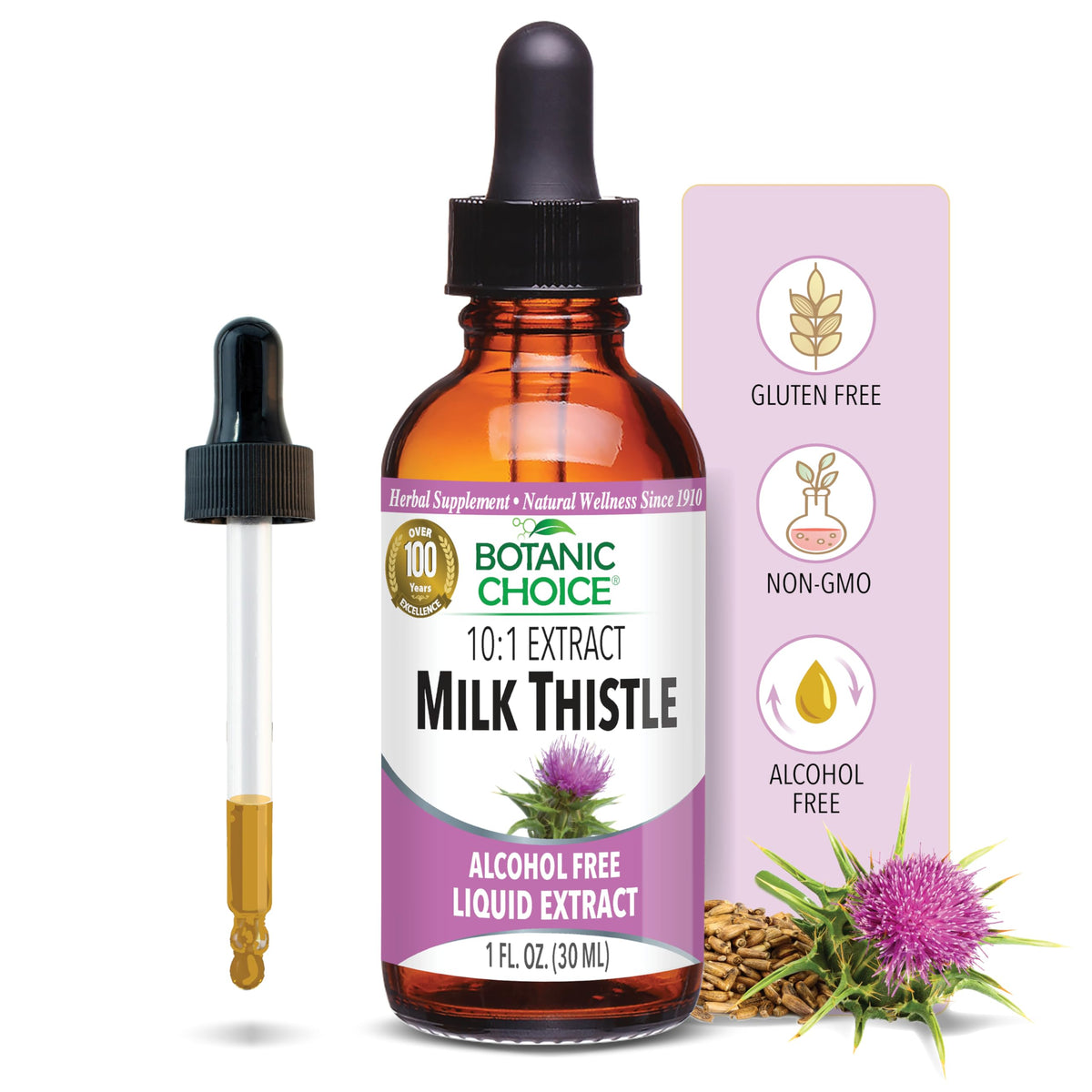 Botanic Choice Milk Thistle Liquid Extract Alcohol Free - 1 fl oz