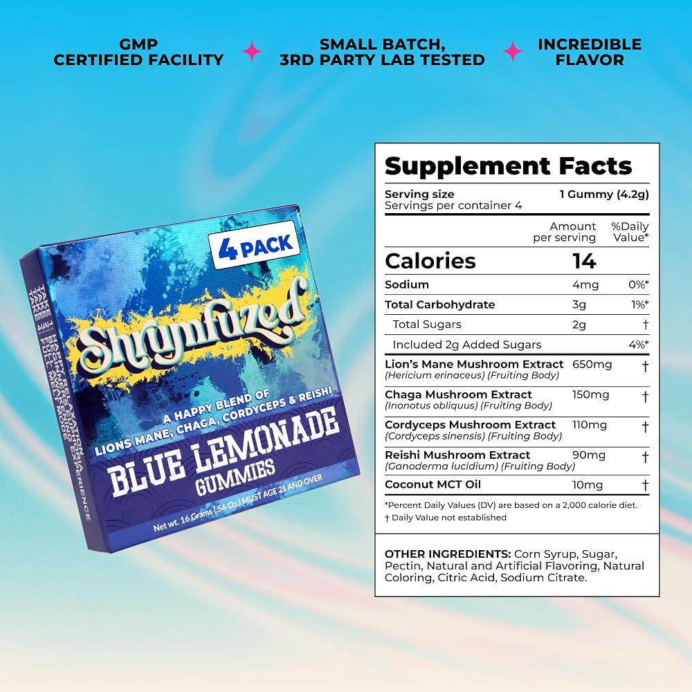 Shrumfuzed Mushroom Gummies Blue Lemonade - 10 Count - image 4