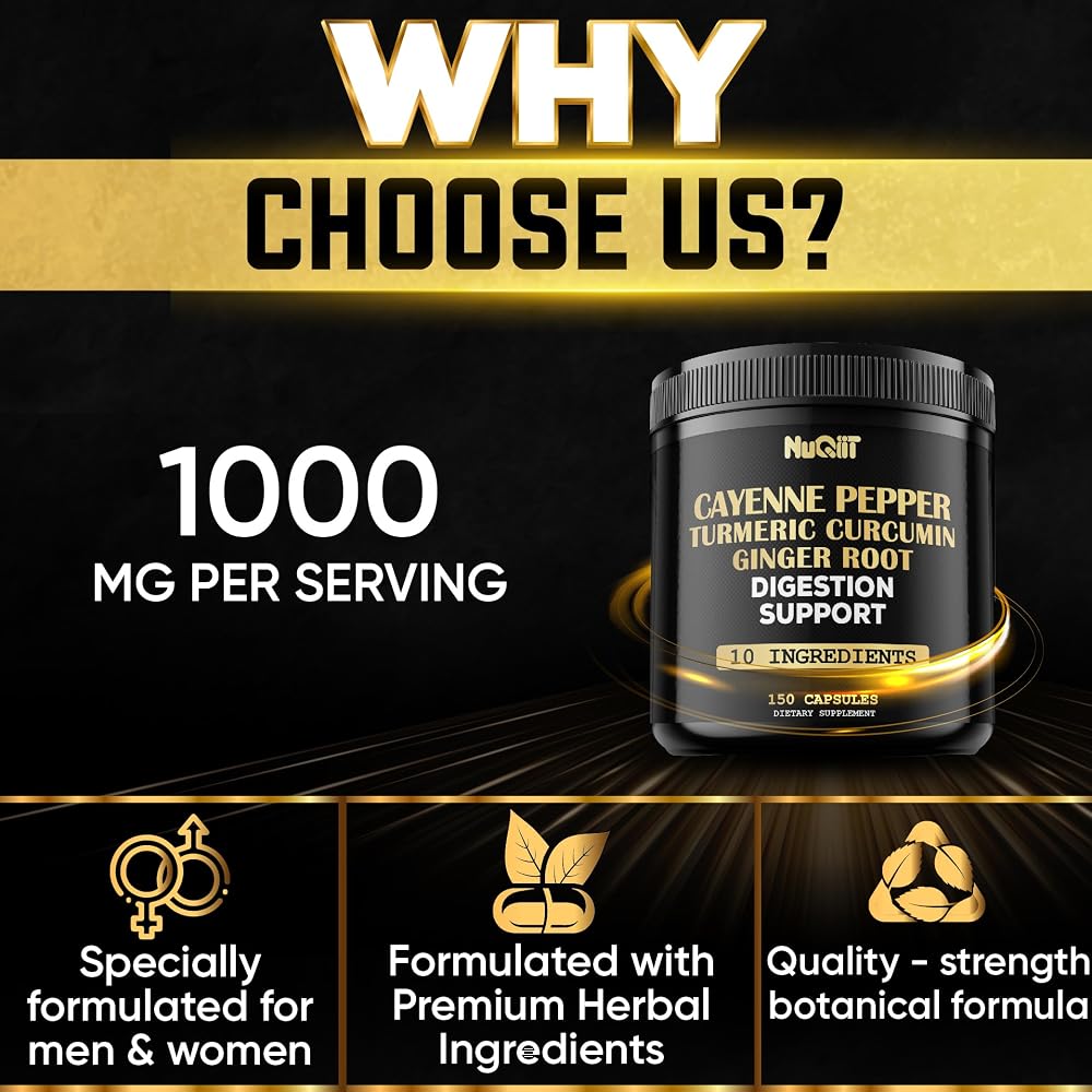 NUQIIT Cayenne Pepper Capsules with Turmeric & Ginger - 150 Capsules - image 5