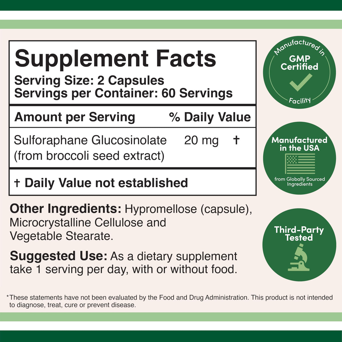 Double Wood Sulforaphane Glucosinolate 20mg - 120 Capsules - image 2