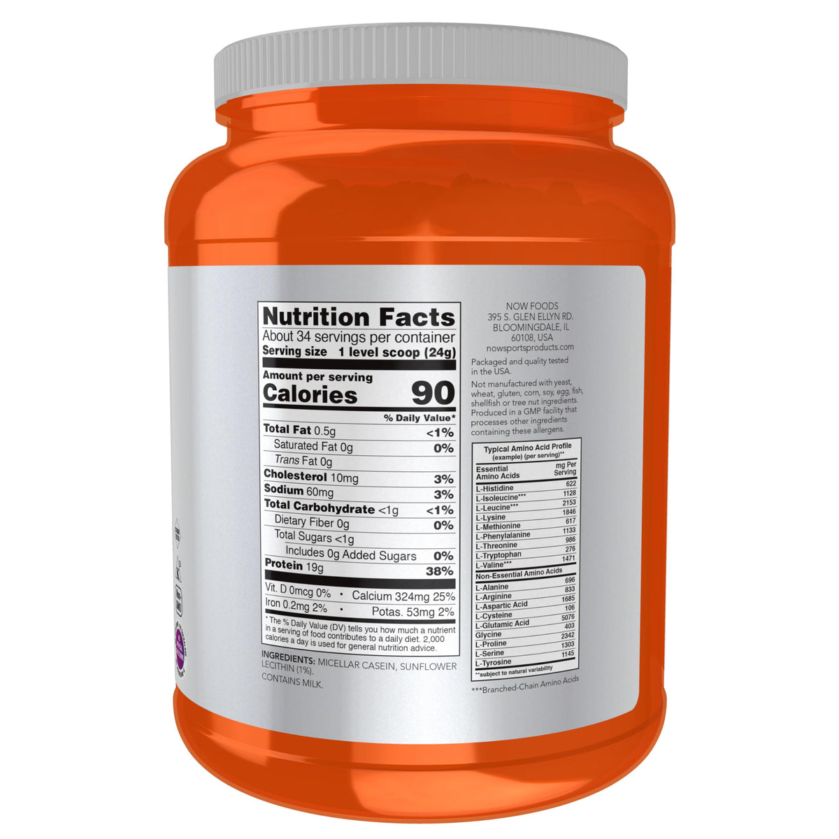 NOW Sports Micellar Casein Protein Powder - 1.8 lb - image 2