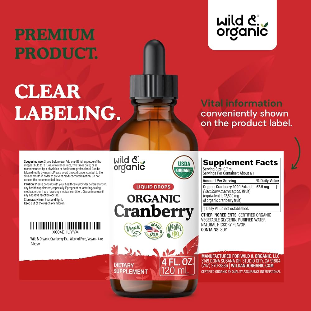 Wild & Organic Cranberry Extract Liquid Drops Urinary Tract Support - 4 oz - image 9