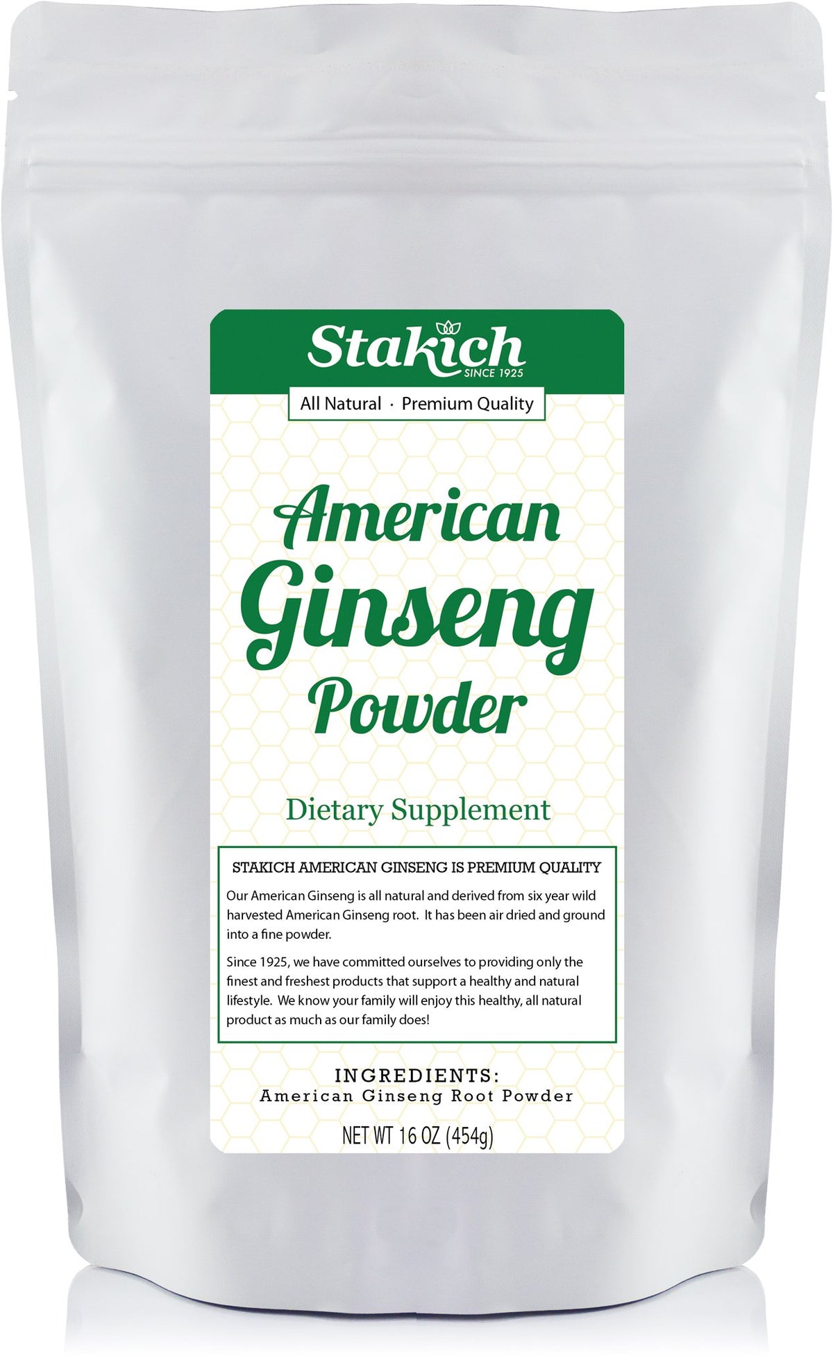 Stakich American Ginseng Root Powder 100% Pure - 1 lb
