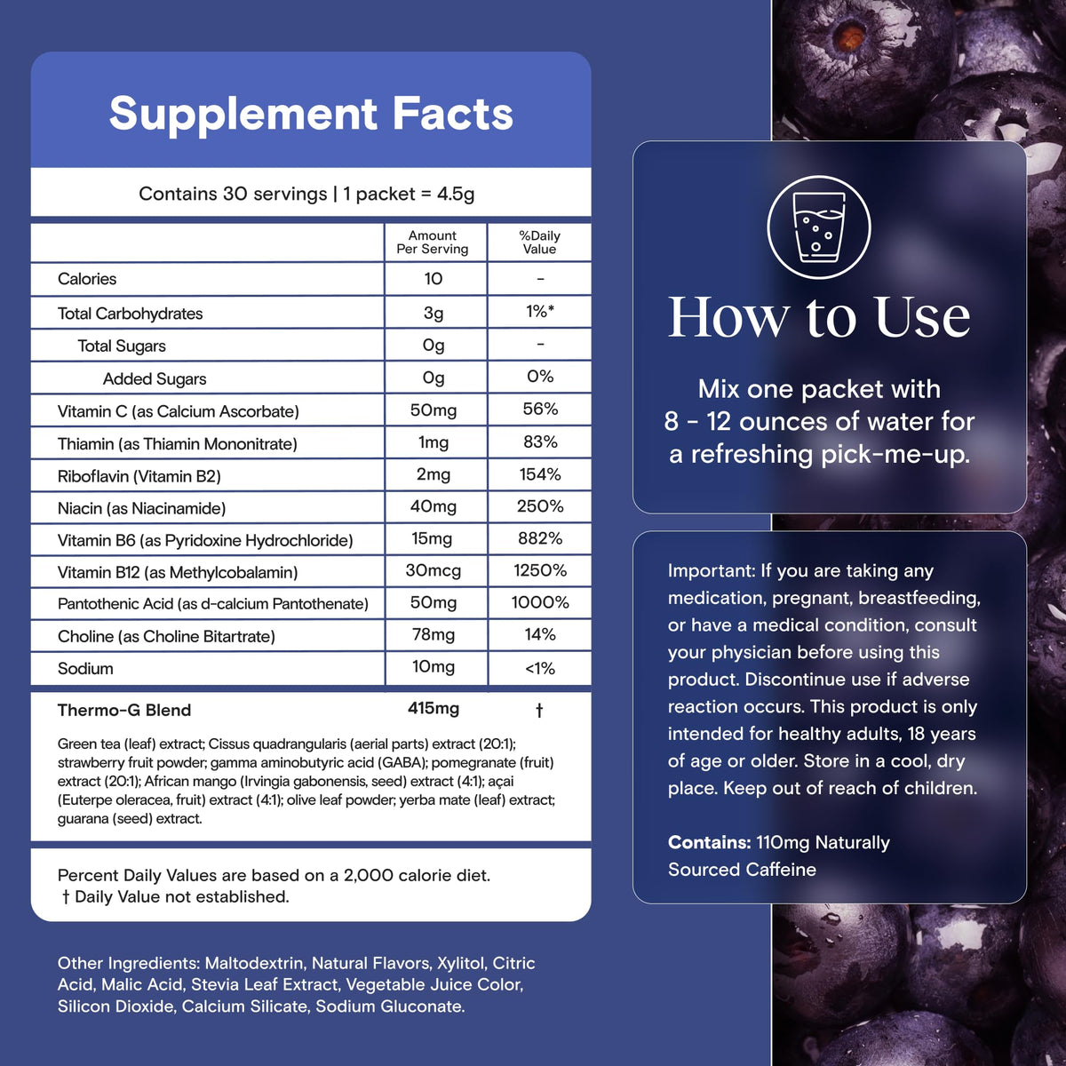 Yoli Passion Energy Powder Mix Grape Acai Sugar-Free - 30 Packets - image 2