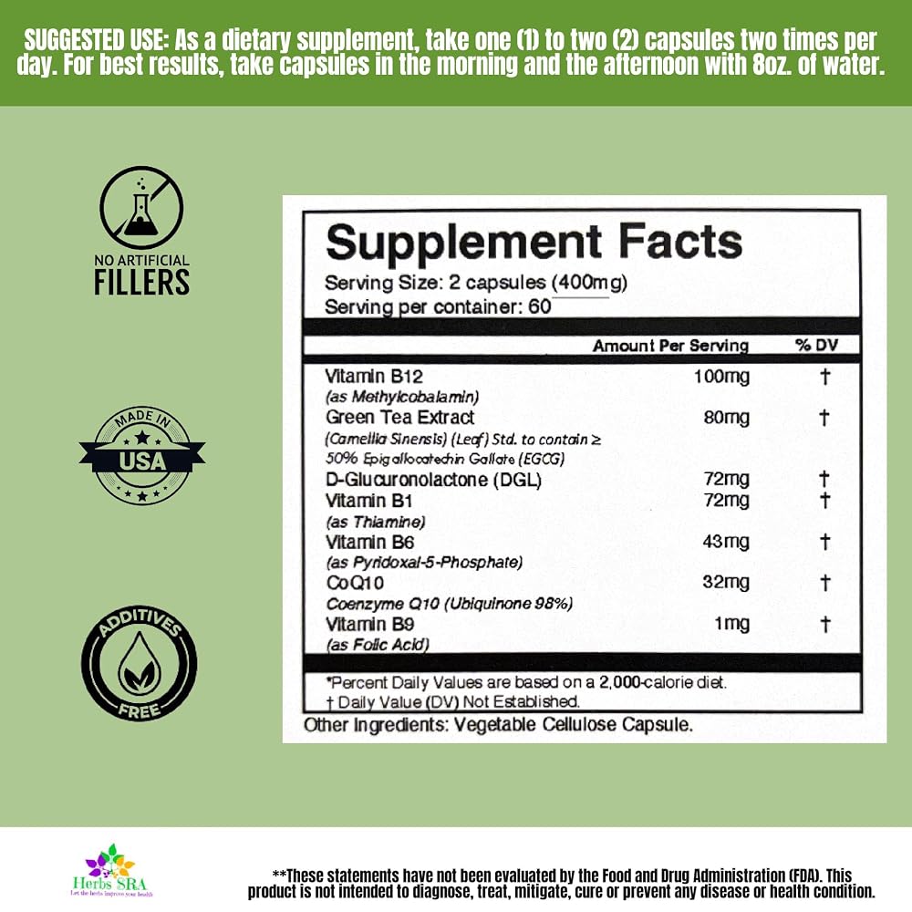 Herbs SRA EnergyAid Antioxidant Energy Support - 120 Vegetarian Capsules - image 4