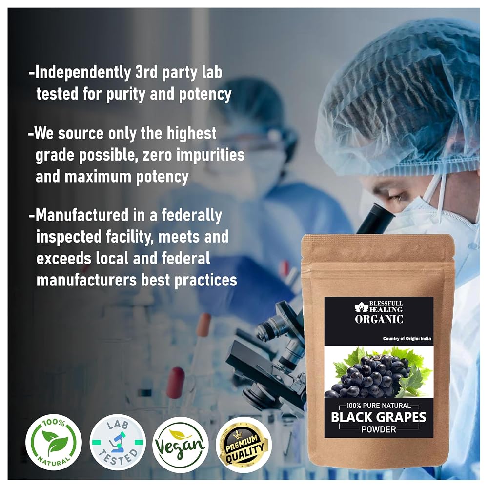 Blessfull Healing Organic Black Grapes Powder 100% Pure Natural 200