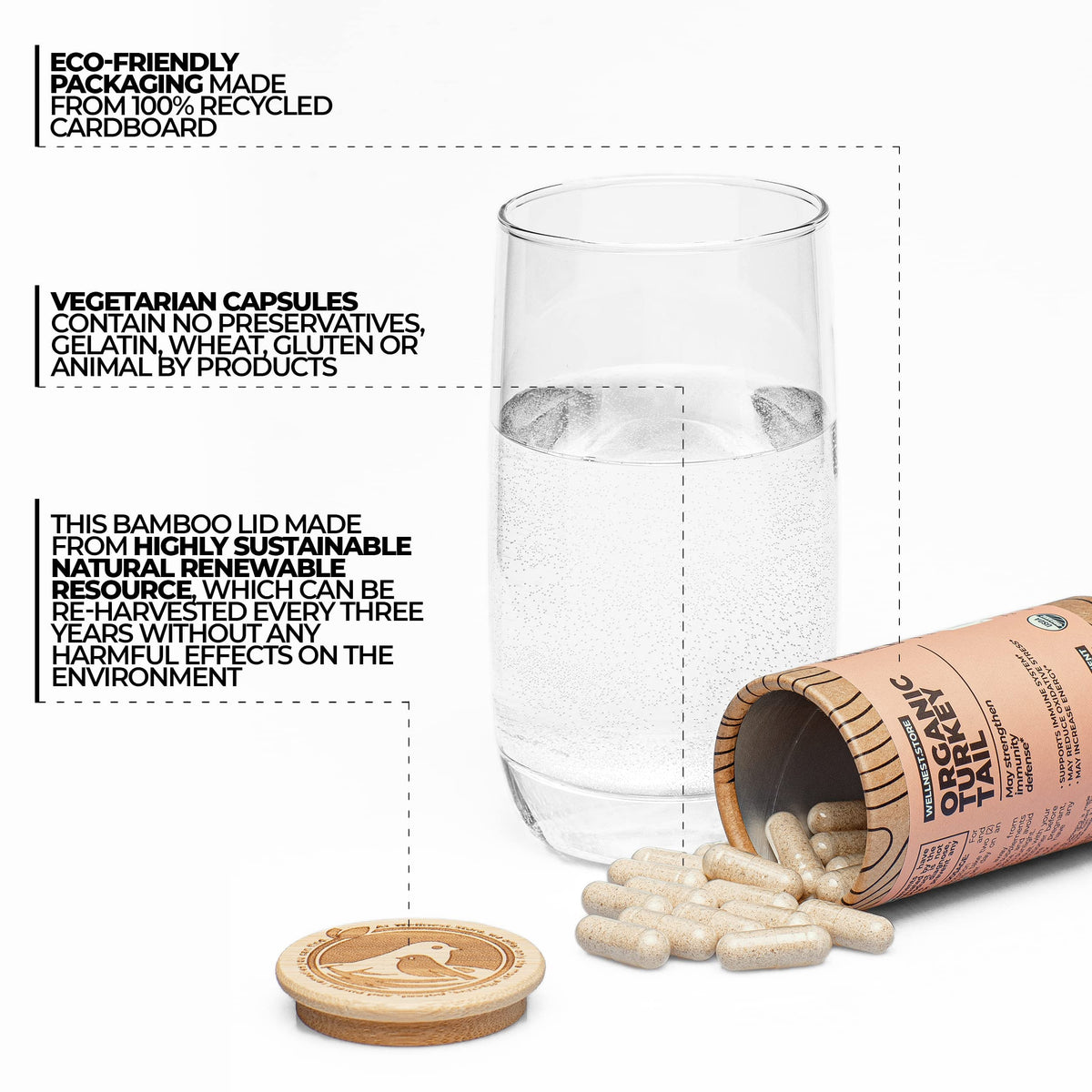 Wellnest.Store Turkey Tail Organic Mushroom Capsules (Trametes