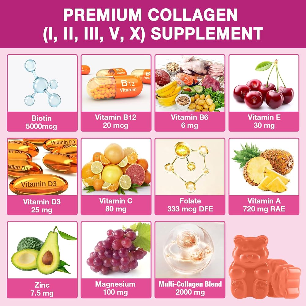 VAJYKEWJY Collagen Gummies with Biotin & Vitamin C - 120 Count - image 5