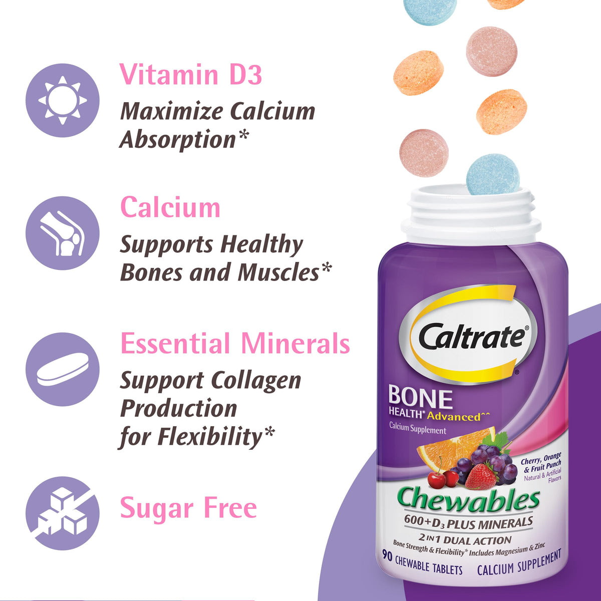 Caltrate Chewables 600 Plus D3 Calcium Supplement - 155 Tablets - image 5