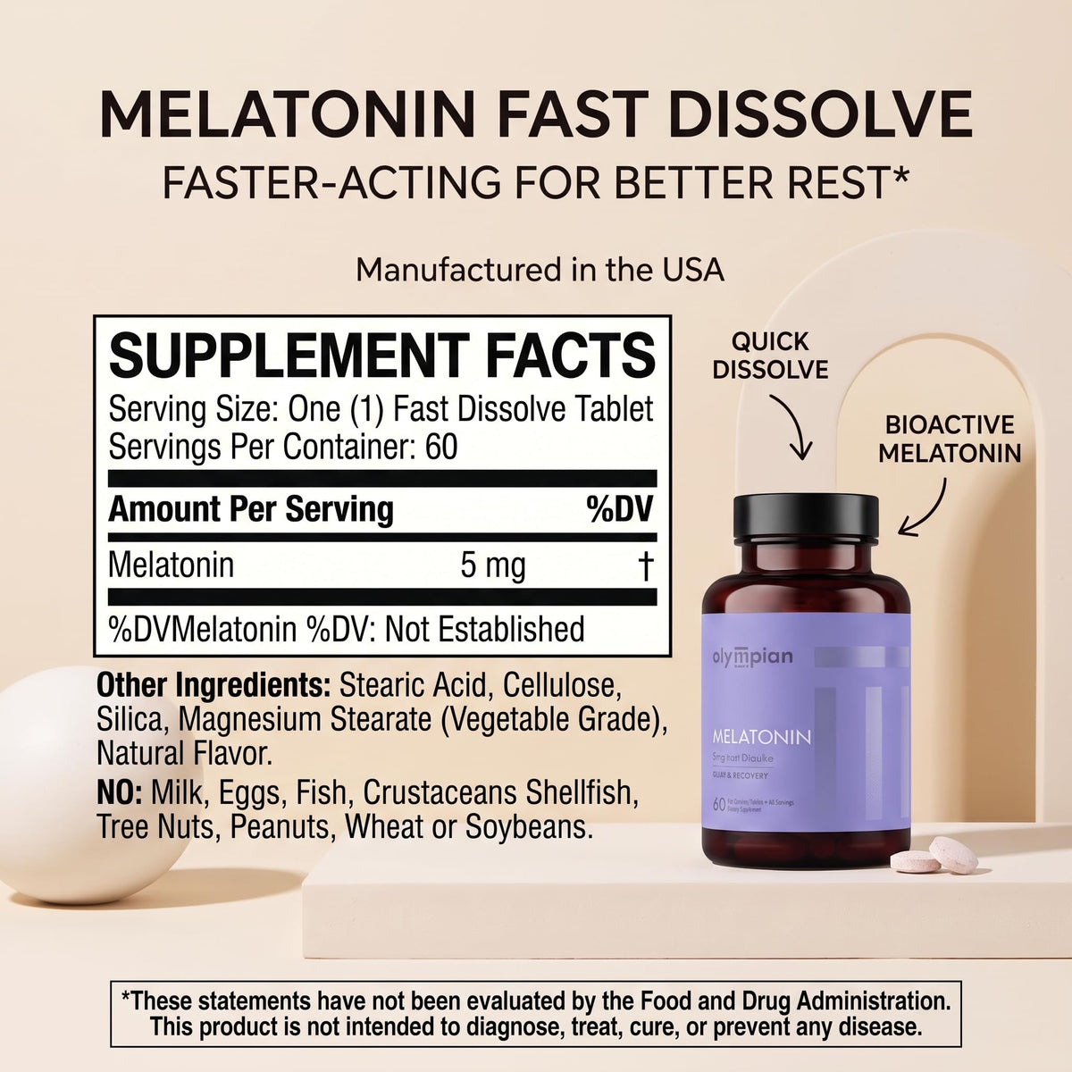 Olympian Labs Liquid Melatonin, Fall Asleep Naturally, Alcohol Free
