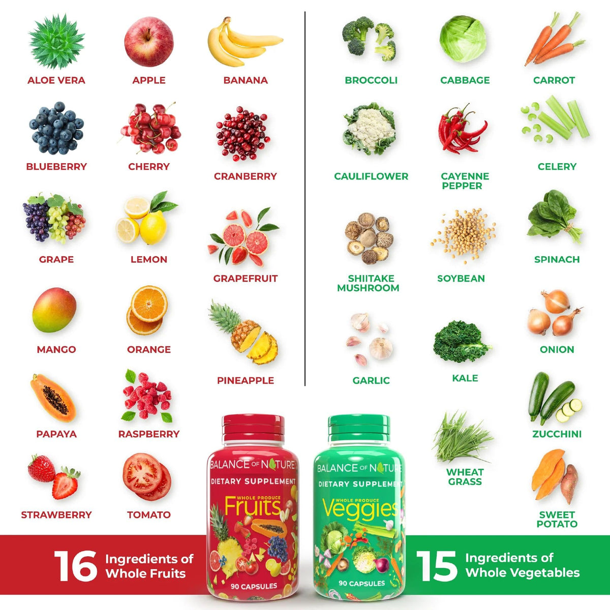 Balance of Nature Fruits & Veggies Whole Food Supplement - 180 Capsules - image 4