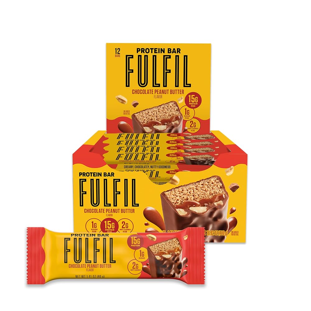 FULFIL Chocolate Peanut Butter Protein Bars, Gluten Free - 12 Count
