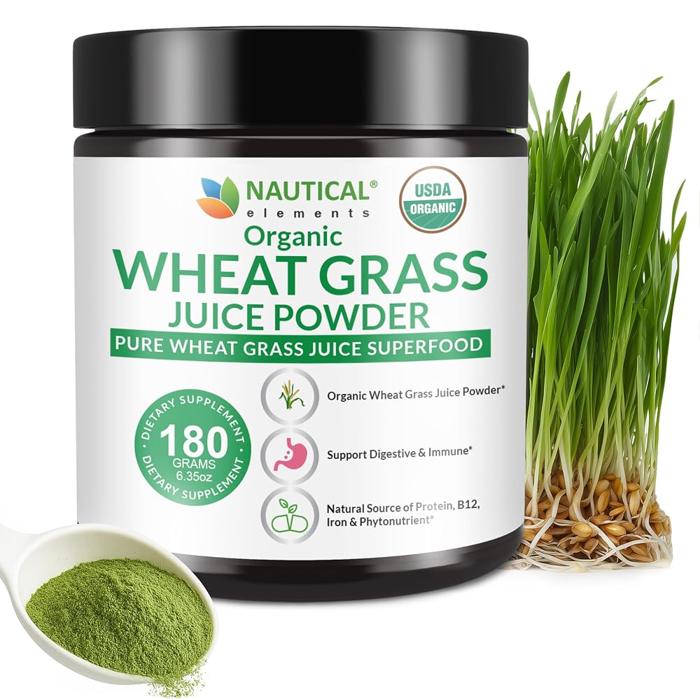 Nautical Elements Wheat Grass Juice Powder Organic - 72 Servings