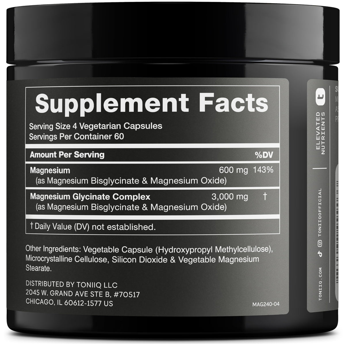 Toniiq Magnesium Glycinate 3000mg Ultra High Strength - 240 Capsules - image 2