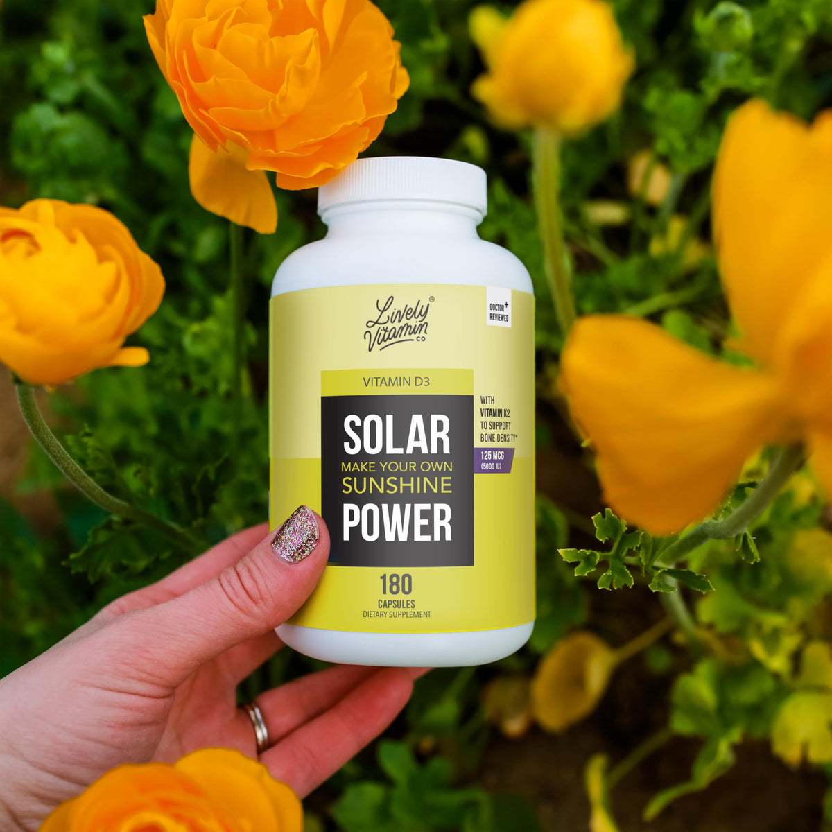 LIVELY VITAMIN CO. Solar Power Vitamin D3 - Patented Vitamin K - MK7