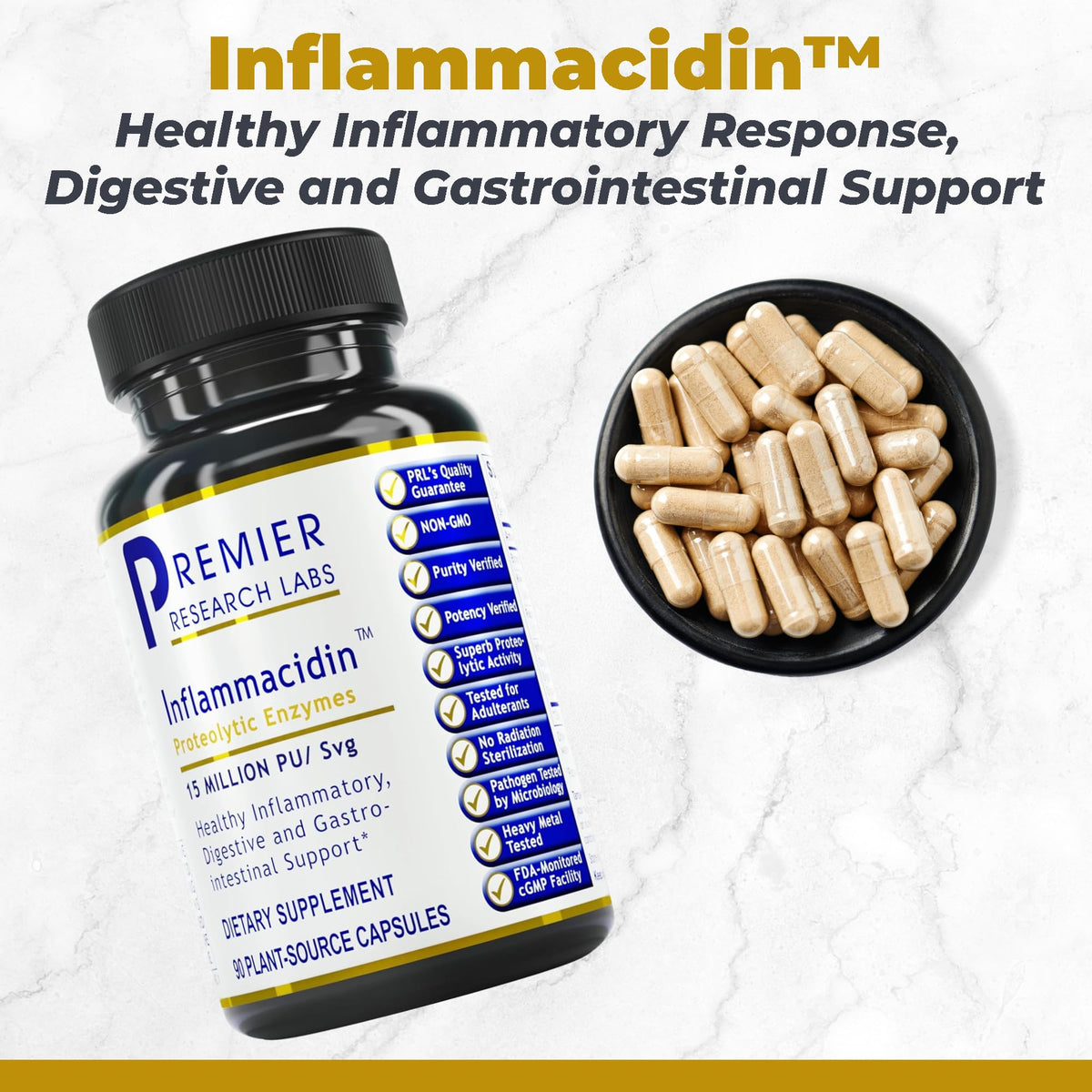 Premier Research Labs Inflammacidin Digestive Enzyme - 90 Vegetarian Capsules - image 2
