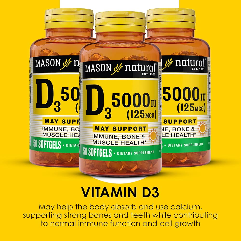 MASON NATURAL Vitamin D3 5000 IU - 150 Softgels (Pack of 3) - image 5