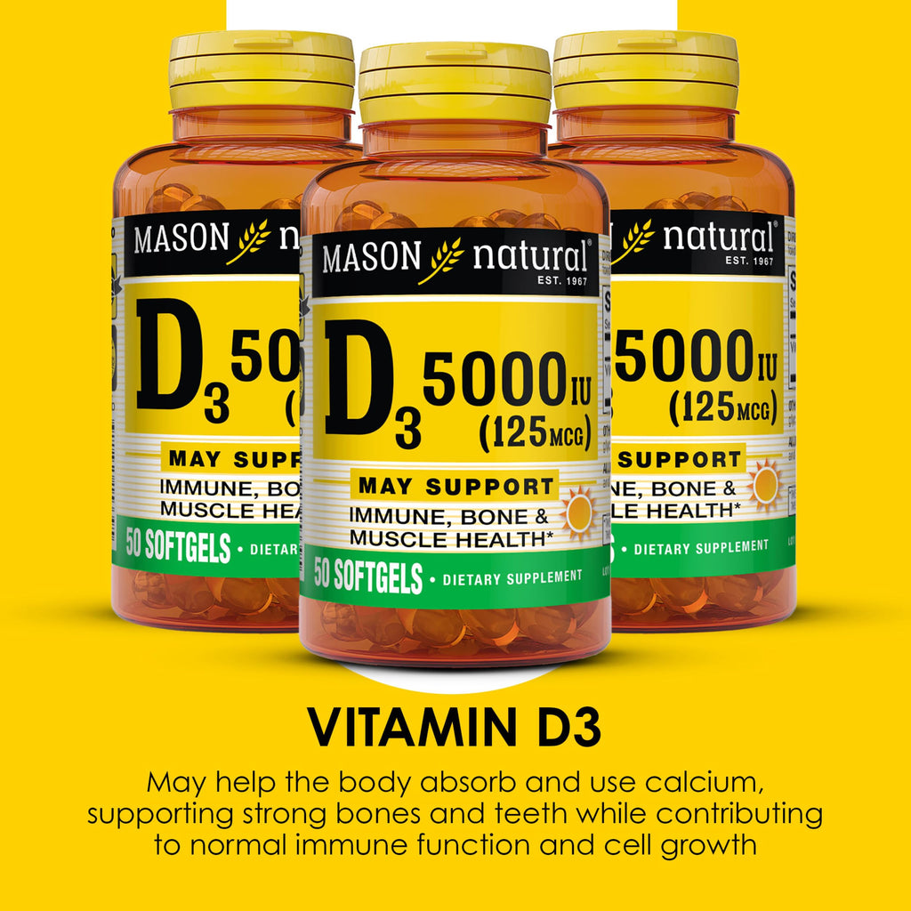 MASON NATURAL Vitamin D3 5000 IU - 150 Softgels (Pack of 3) - image 5