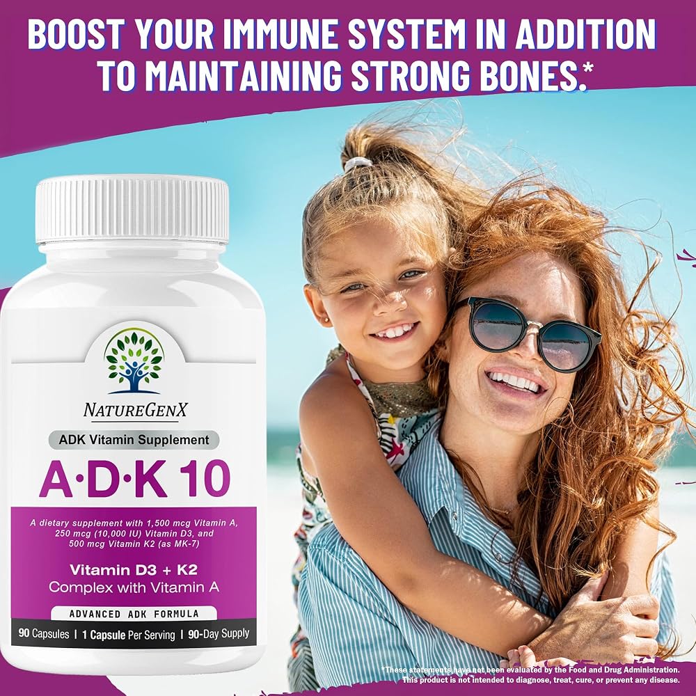 NatureGenX ADK10 Vitamin A D3 K2 Bone Health - 90 Capsules - image 6