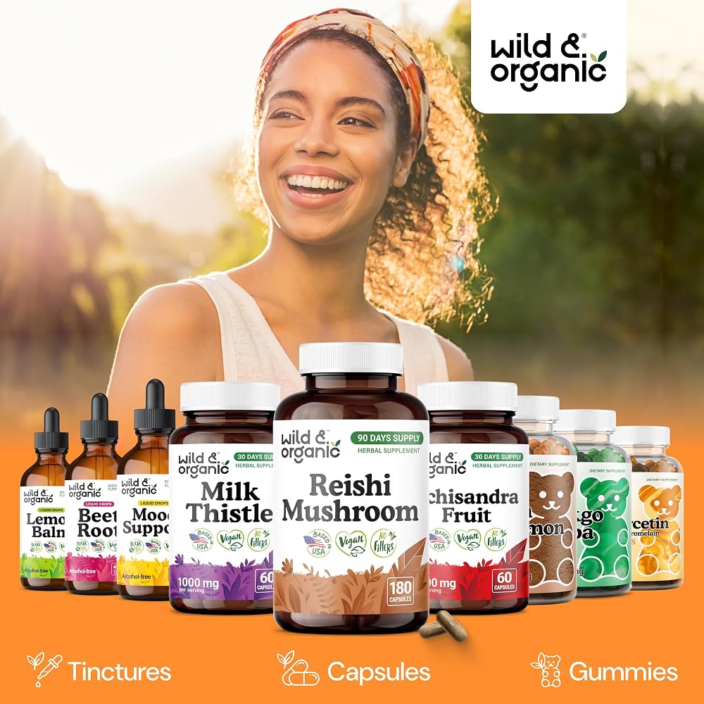 Wild & Organic Reishi Mushroom Capsules 1000mg - Immune Support