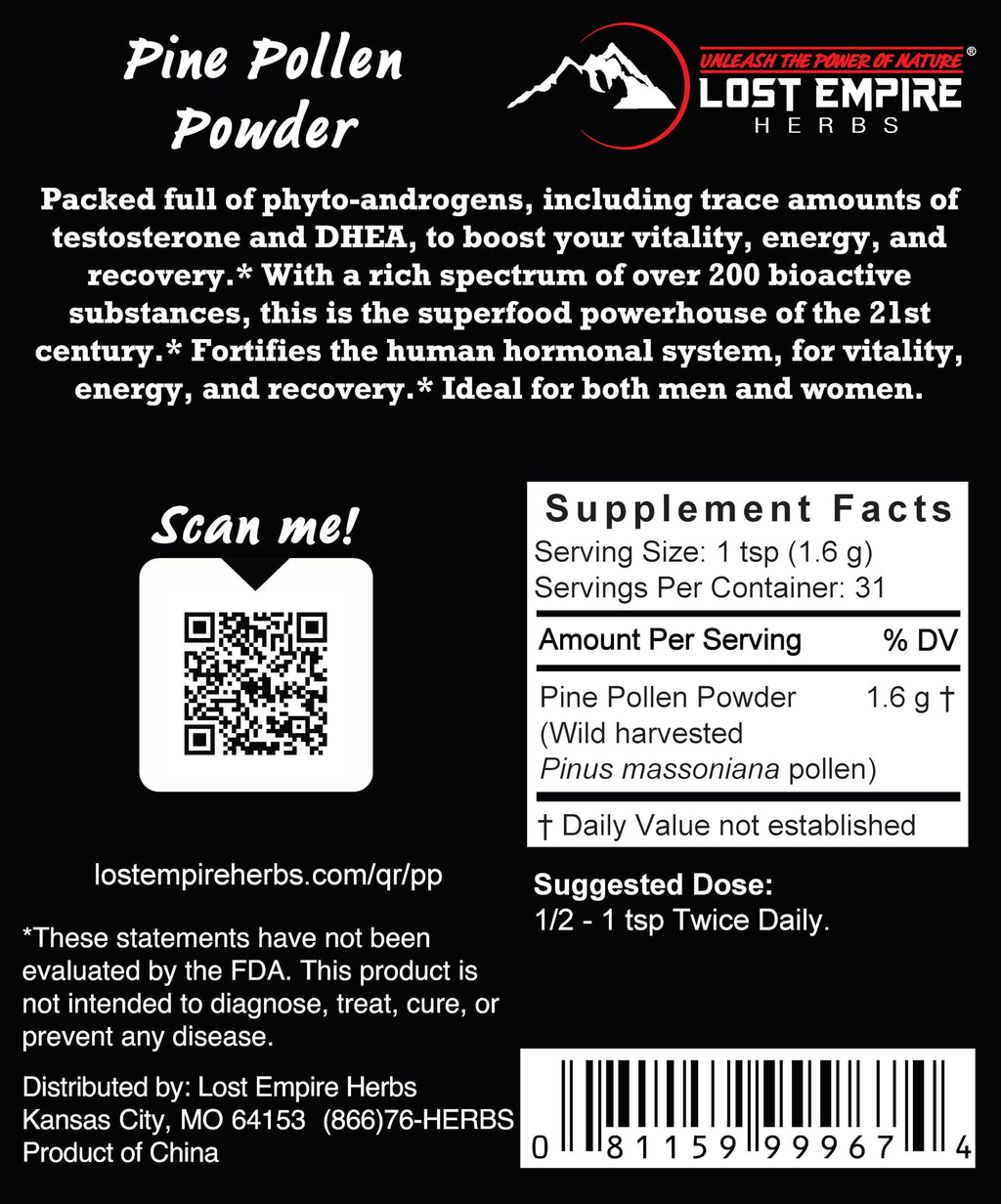 Lost Empire Herbs Pine Pollen Powder Wild Harvested - 50g - image 2