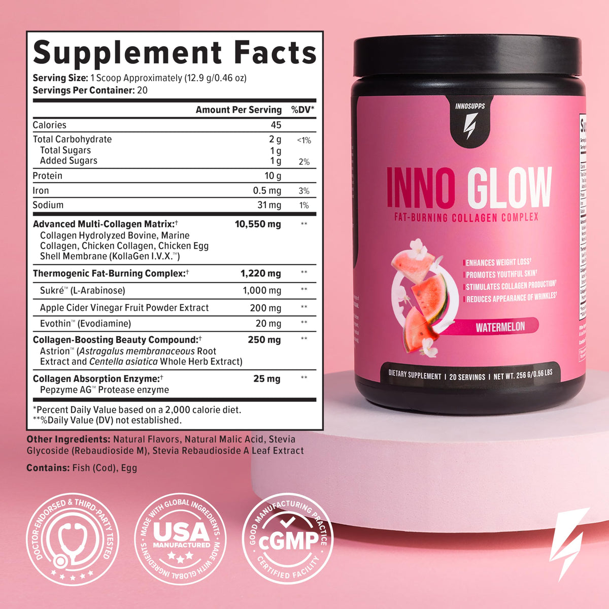 InnoSupps InnoGlow Multi Collagen Peptides Powder for Weight Loss