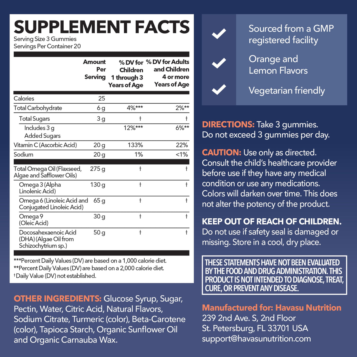 Havasu Nutrition Omega 3-6-9 + DHA Gummies for Kids - 60 Count - image 2