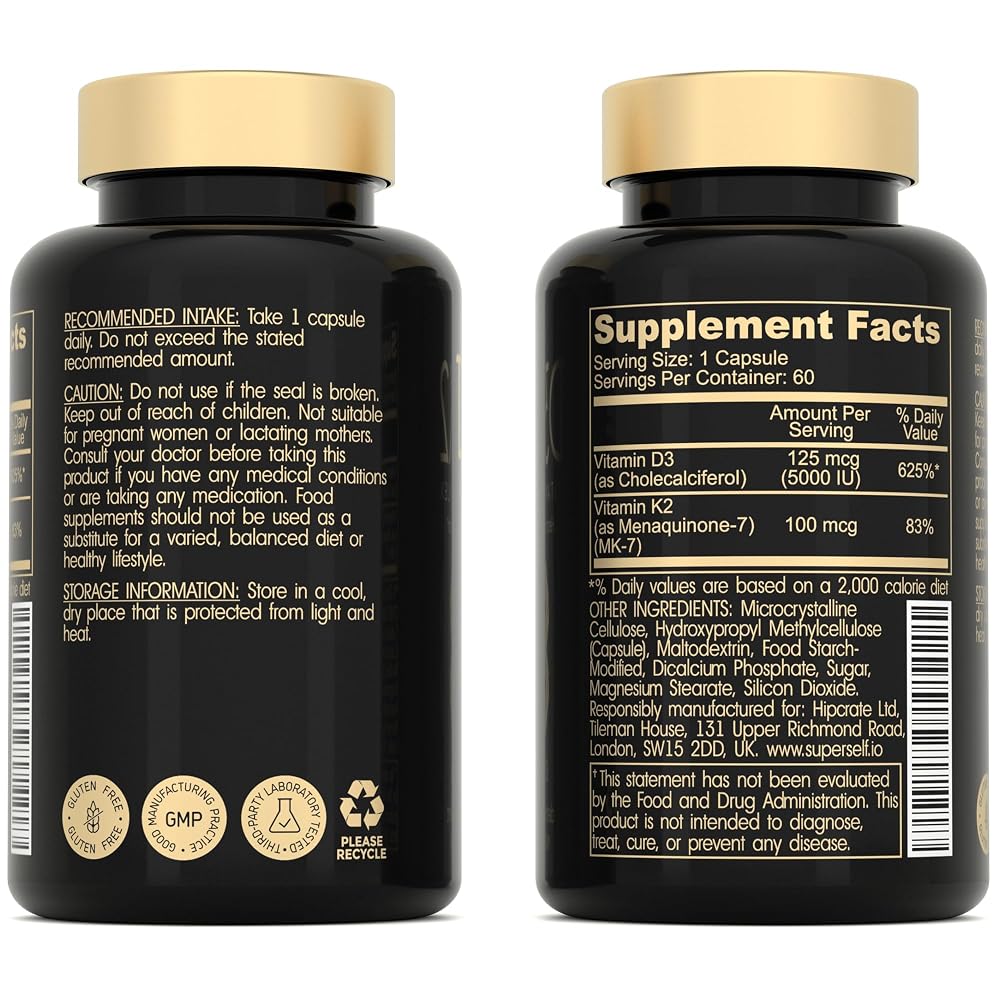SuperSelf Vitamin D3 K2 Capsules for Bones & Teeth - 60 Capsules - image 3