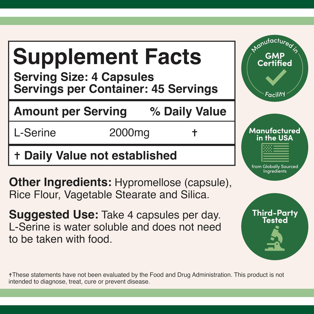 Double Wood Supplements L-Serine 2,000mg Memory & Clarity Support - 180 Capsules - image 2