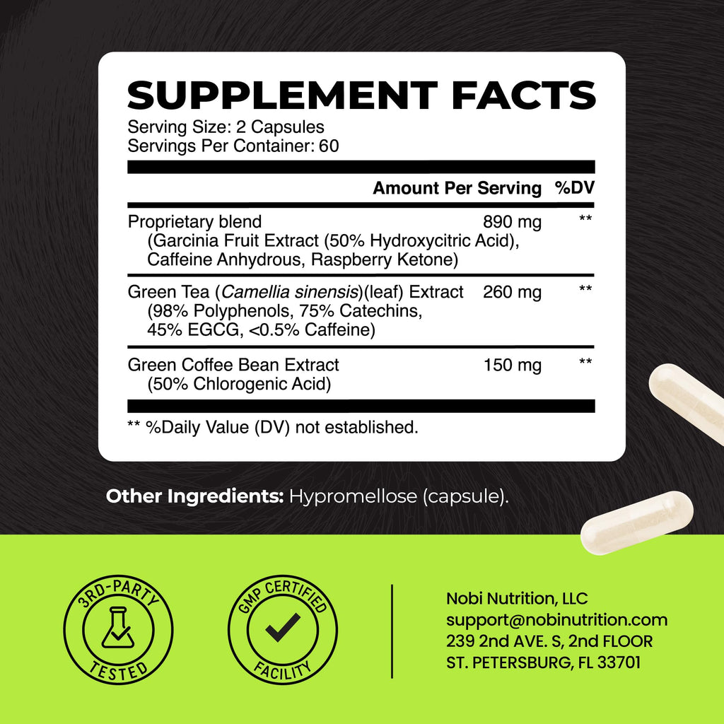 Nobi Nutrition Green Tea Extract Fat Burner - 120 Capsules - image 6