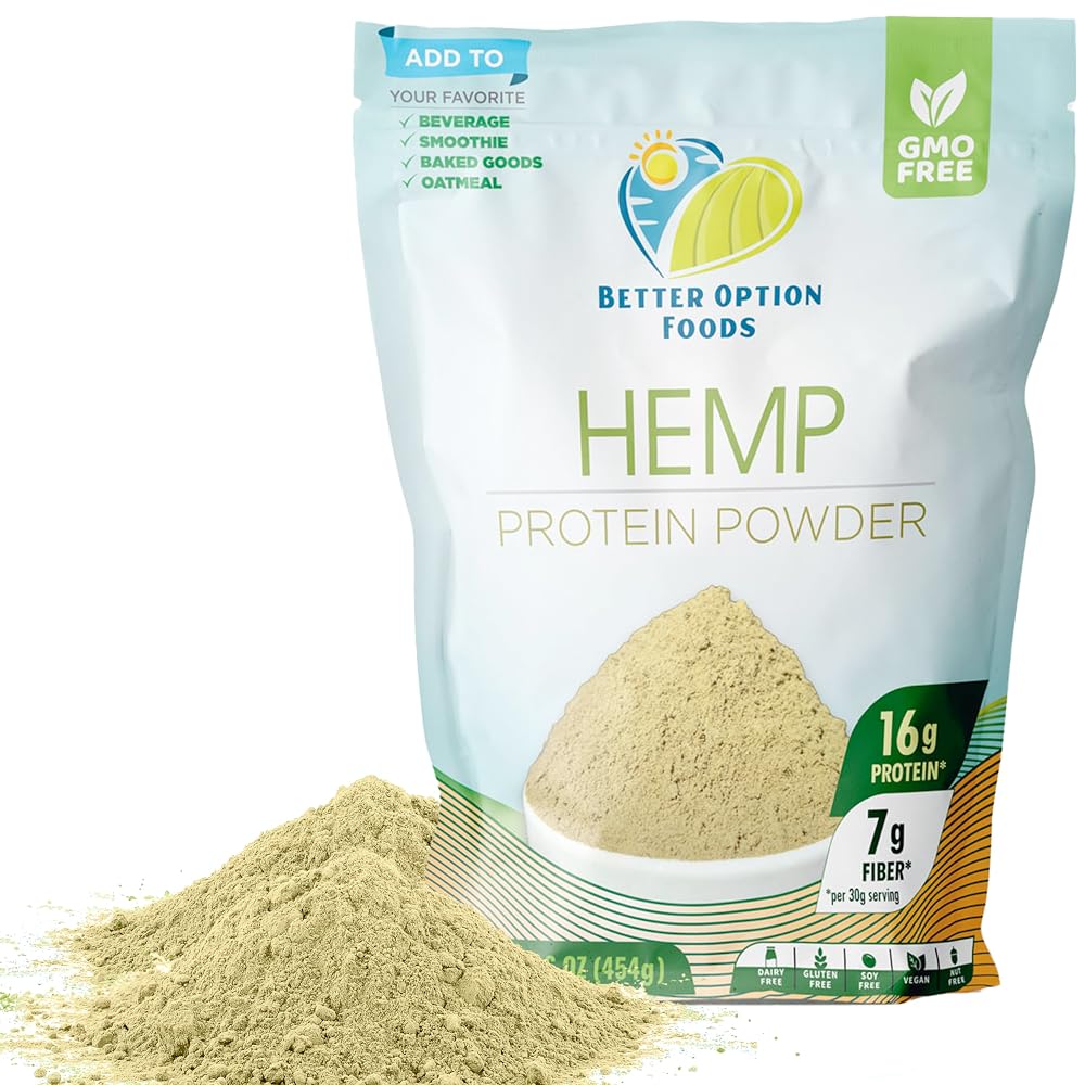 Better Option Foods Hemp Powder - Easy-to-Digest Fiber Protein Powder