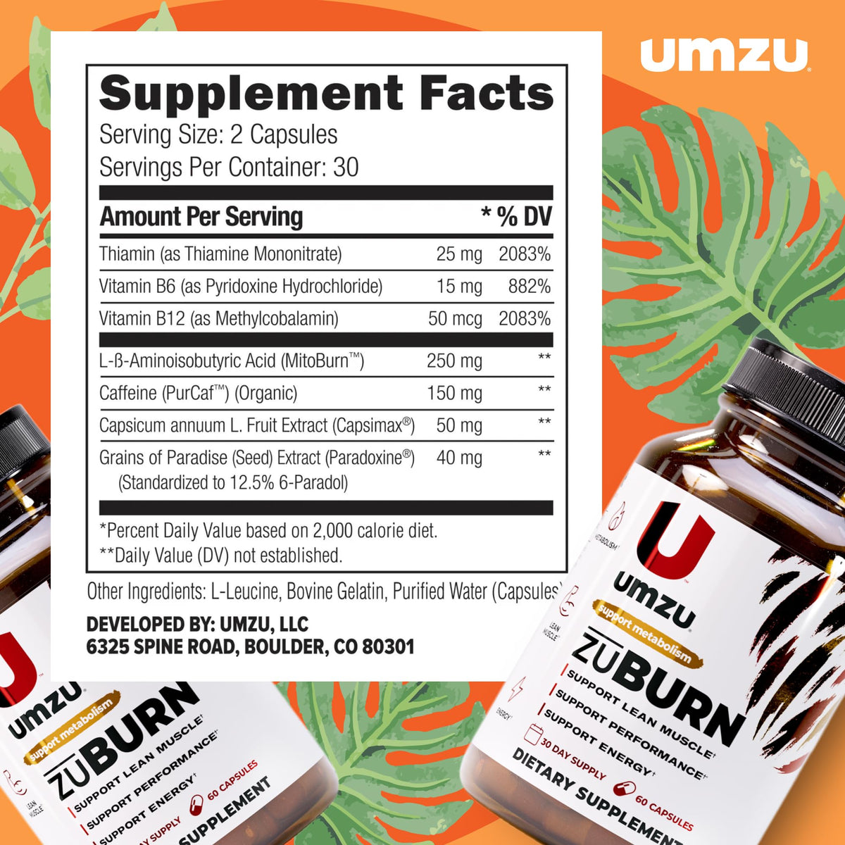 UMZU ZuBurn Energy Support Supplement - 60 Capsules - image 4