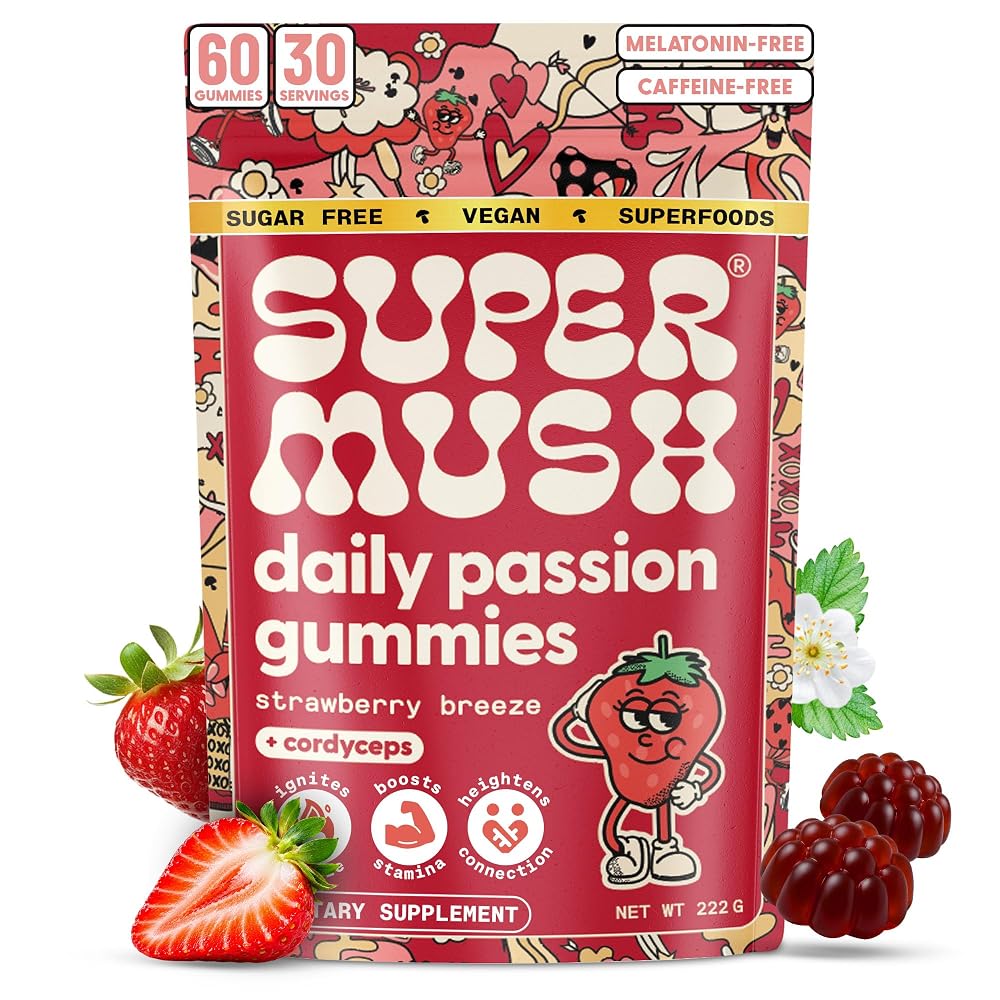 SuperMush Daily Passion Gummies - Cordyceps, Reishi & Maca Root