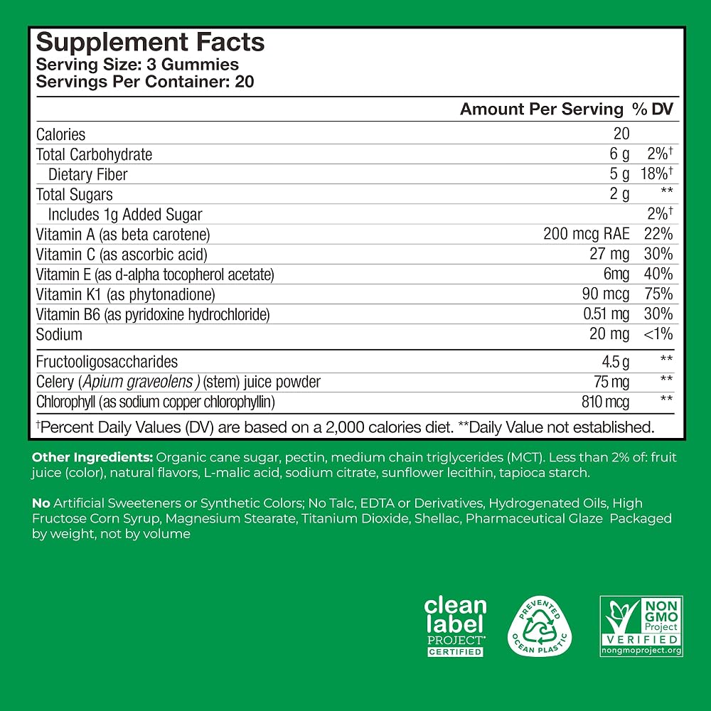 HUM Celery Juice Fiber Gummies Prebiotic Chlorophyll - 60 Count - image 6