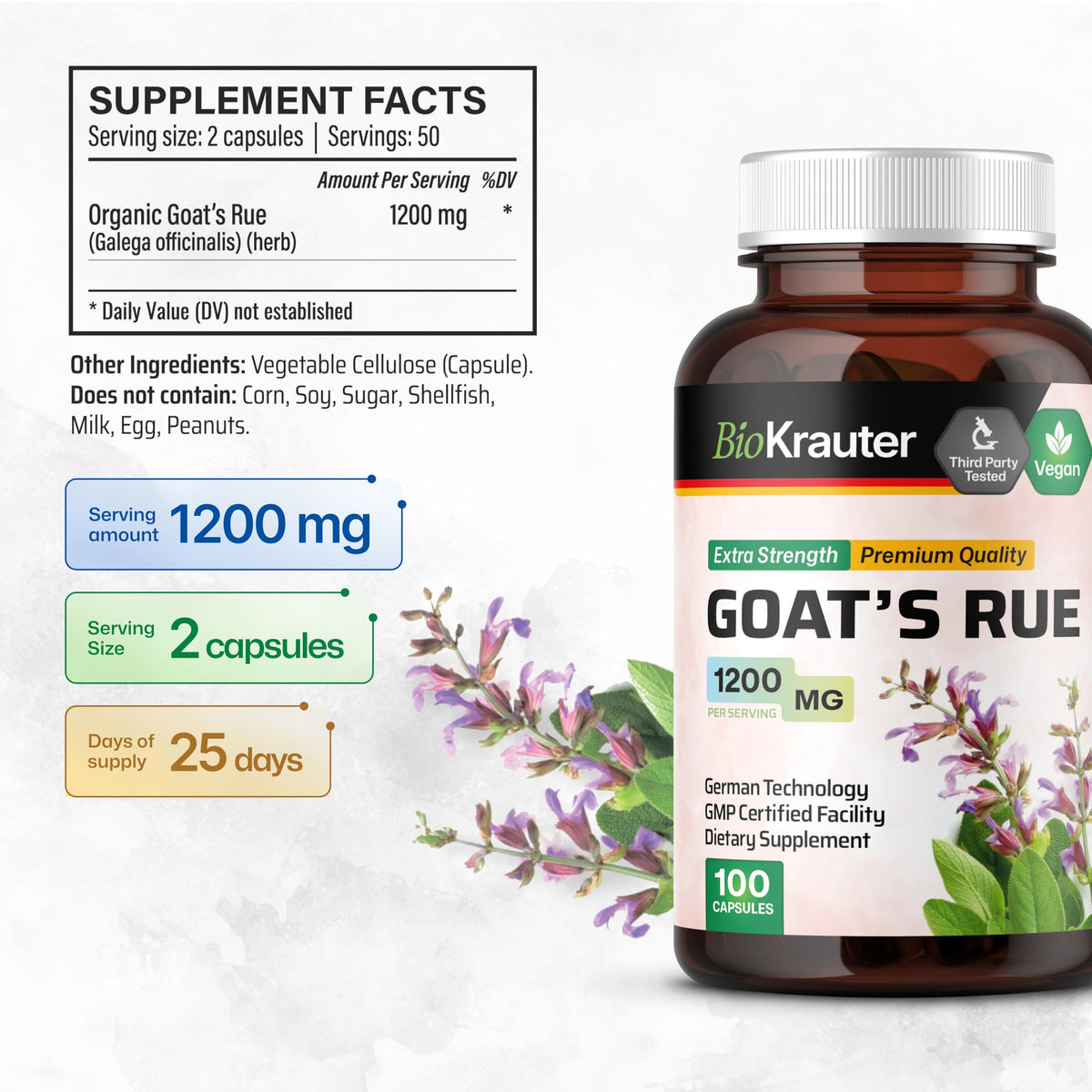 BIO KRAUTER Goats Rue Lactation Supplement - 100 Capsules - image 3
