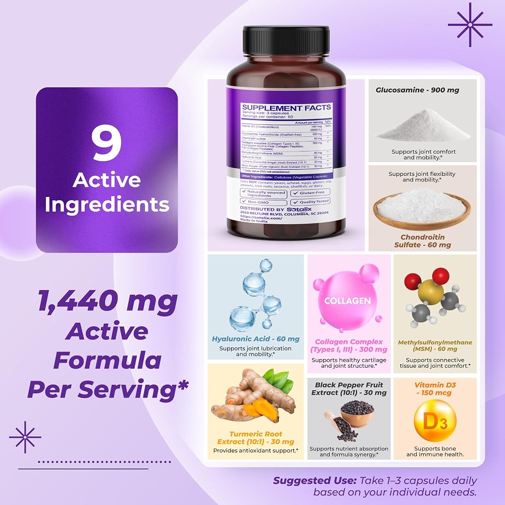 Sotalix Glucosamine 1,440 mg with Chondroitin & MSM - 150 Capsules - image 4