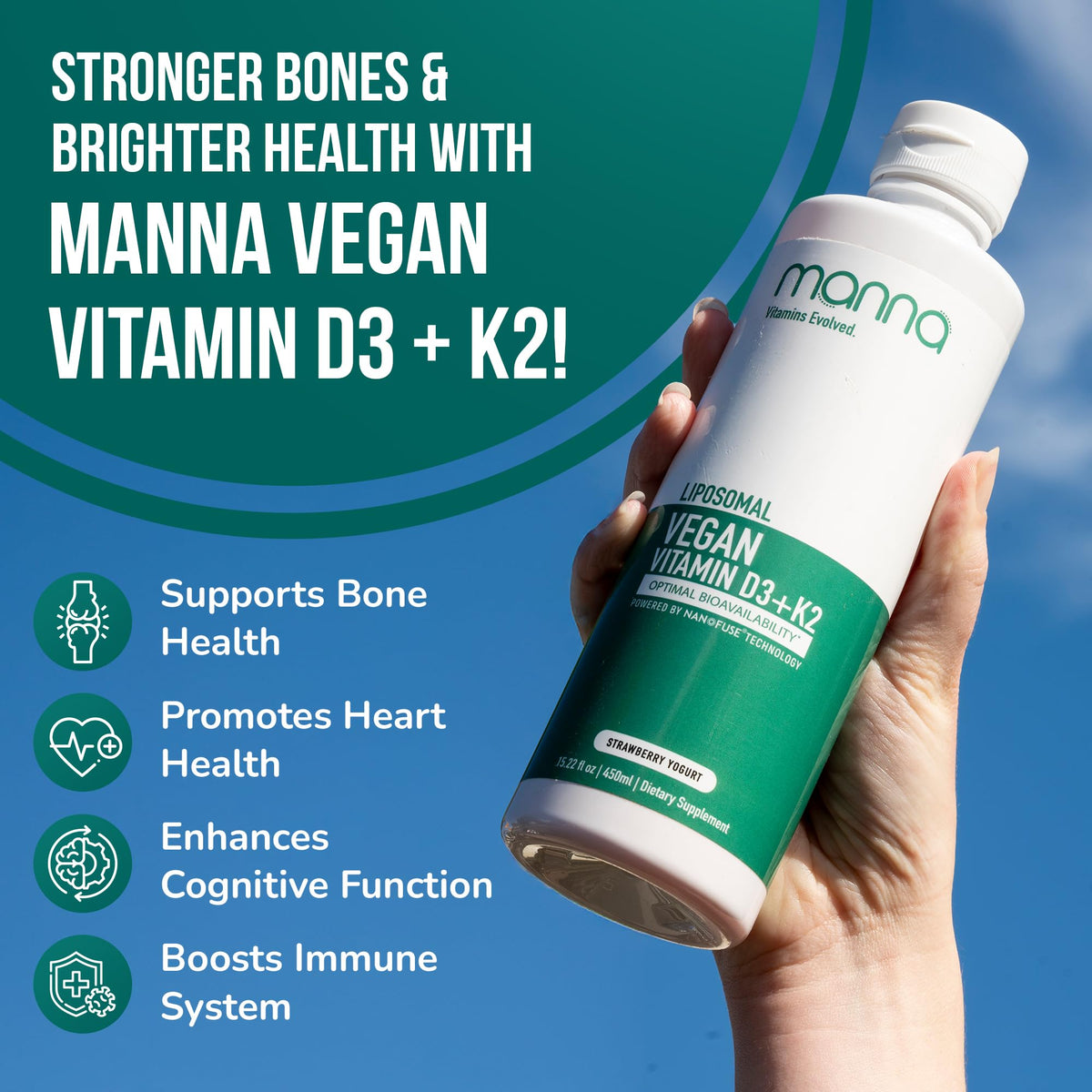 Manna Vitamins Evolved Liposomal Vegan K2 D3 - 15.22 Fl Oz - image 3